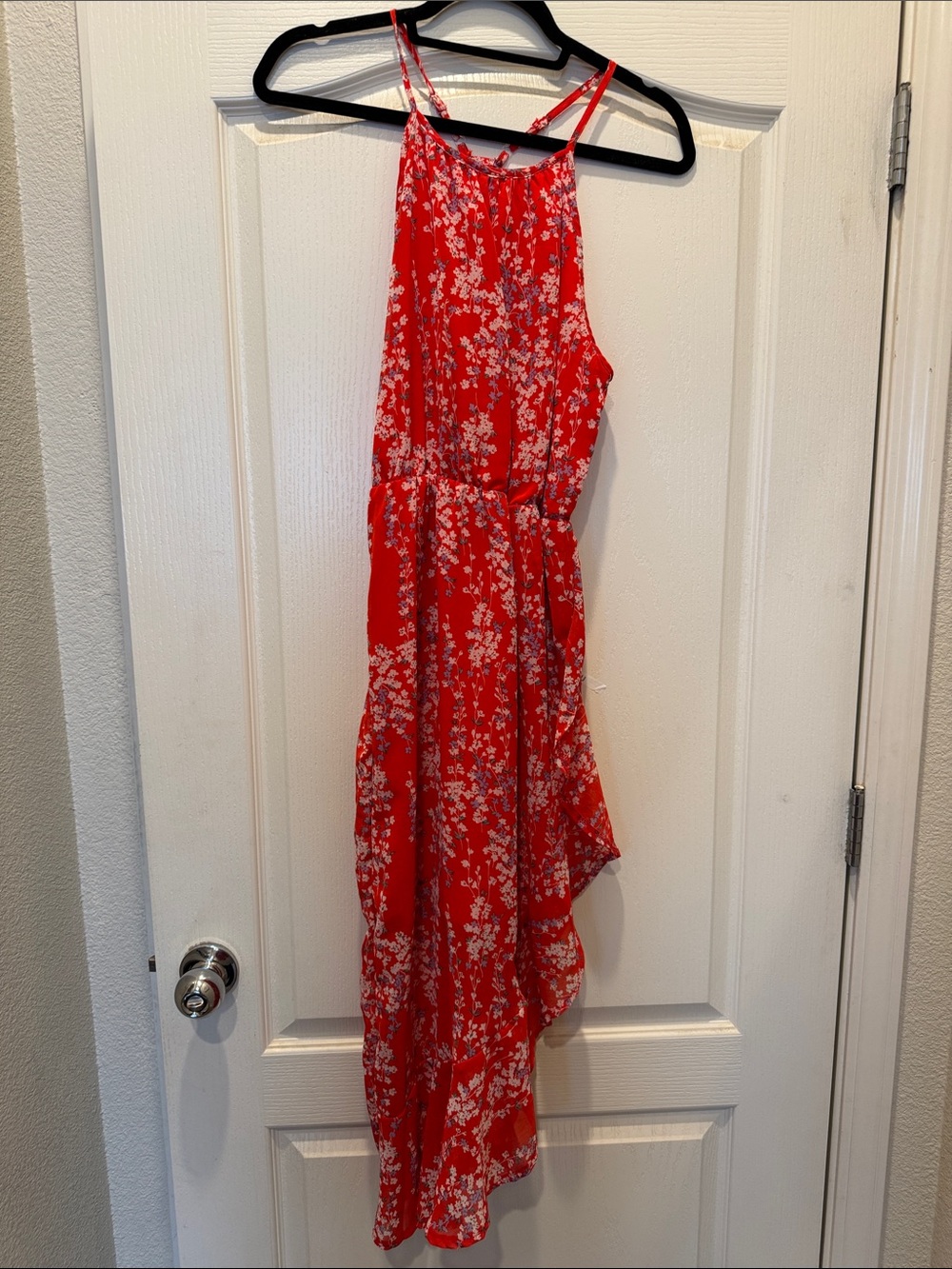 Red Floral High-Low Summer Dress